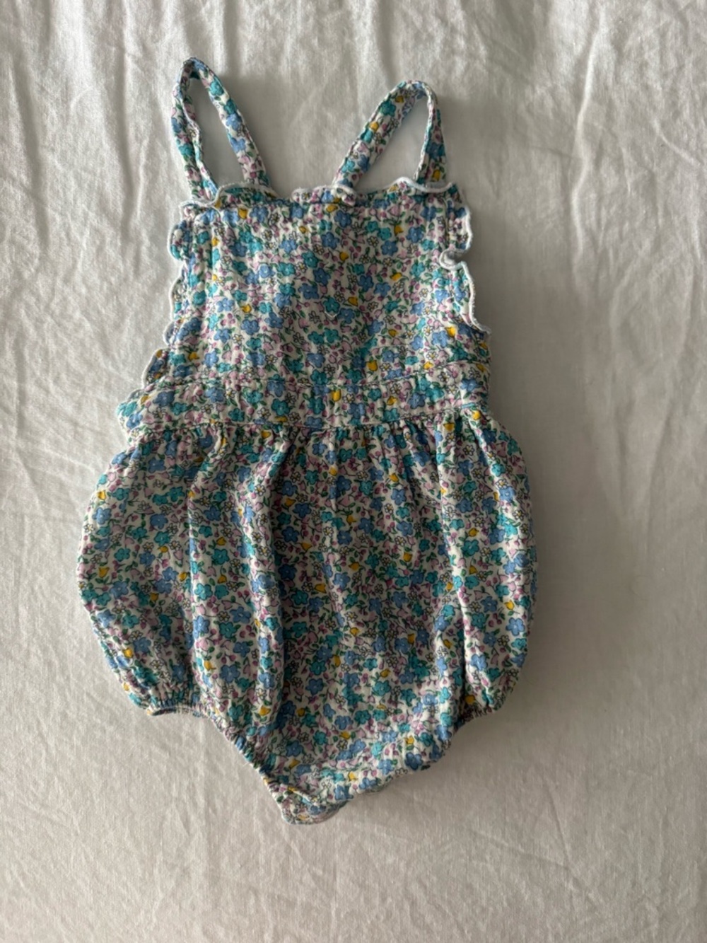 Angel Dear Floral Baby Romper in Blue, Pink & Yellow